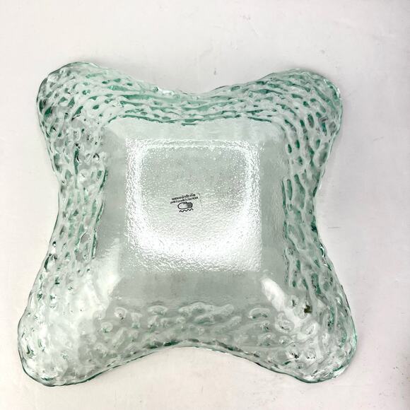 Large Blue Bubble Star Nautical Decorative Hammered Glass Bowl Retro MCM - Picture 3 of 10